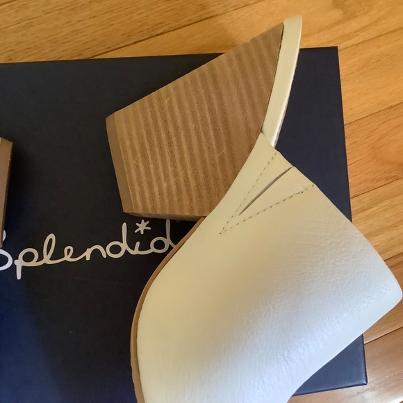 Splendid Nala Pointed Toe Wood Block Heel Leather Mule Snow White SZ 9.5 - Picture 9 of 15